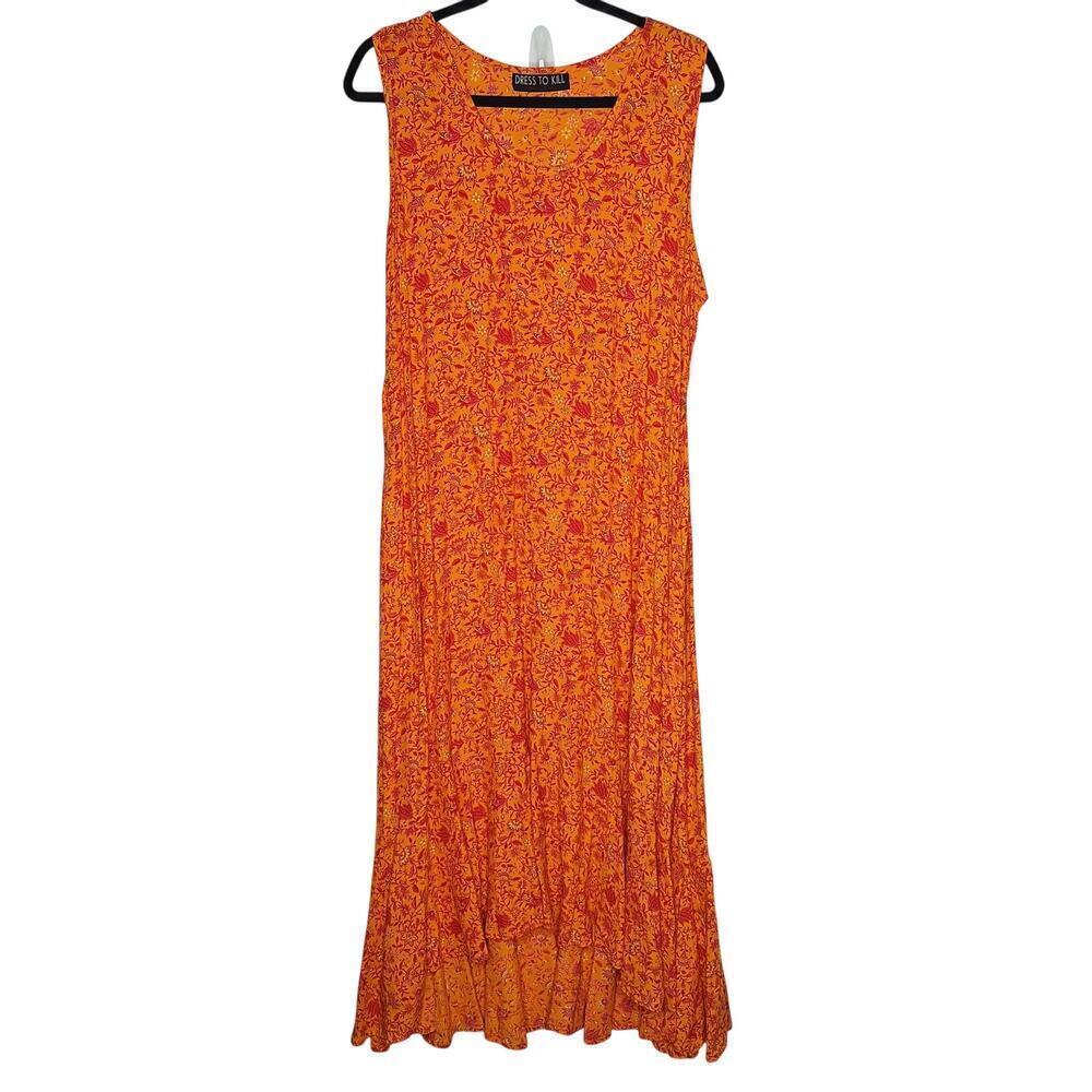 Dress To Kill Jane Mohr Maxi Ditsy Floral Maxi Dress 2 L/XL Sleeveless High Low